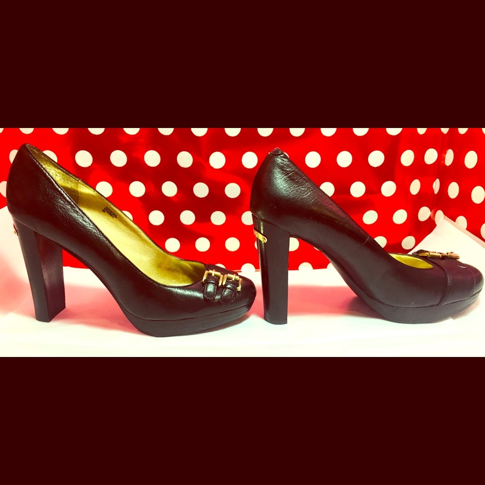 Michael Kors 4’ Black Platform leather Heels